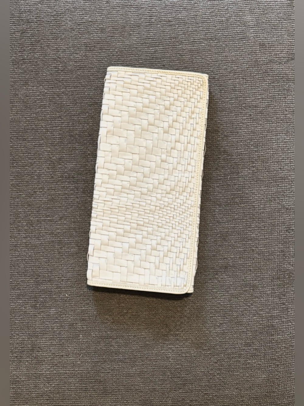 Cole Haan Genevieve Ivory Woven Leather Clutch